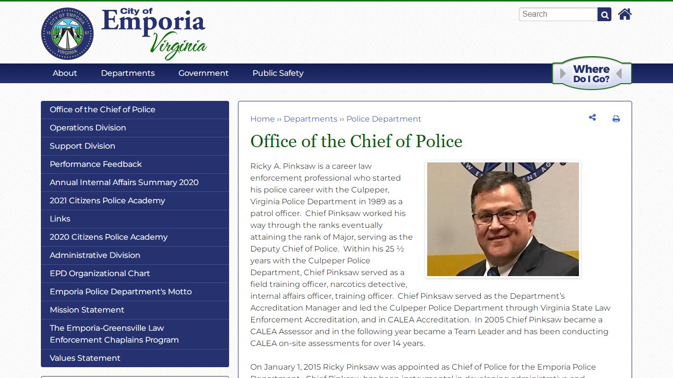 Office of the Chief of Police | Emporia VA - Emporia, Virginia